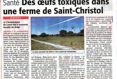 Midi Libre 10 mai 2007_Des oeufs toxiques dans une ferme de St Christol